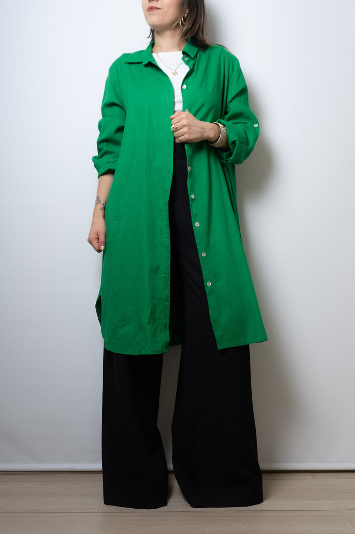 Camisa Lino Bianca - Verde
