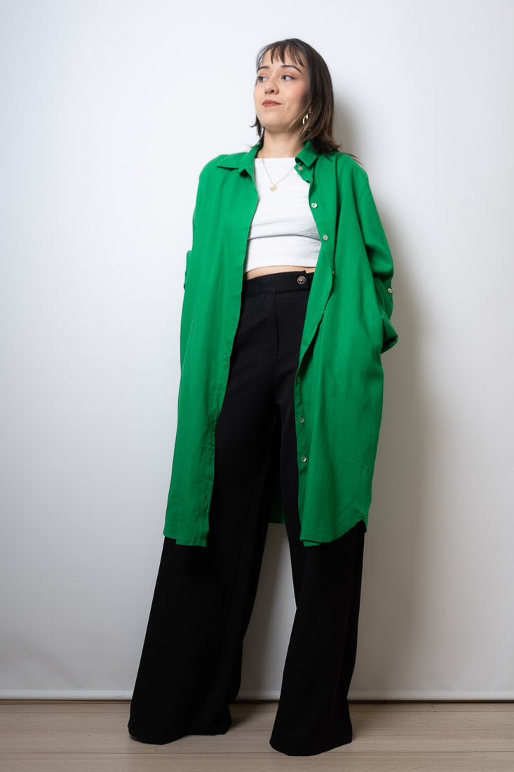 Camisa Lino Bianca - Verde