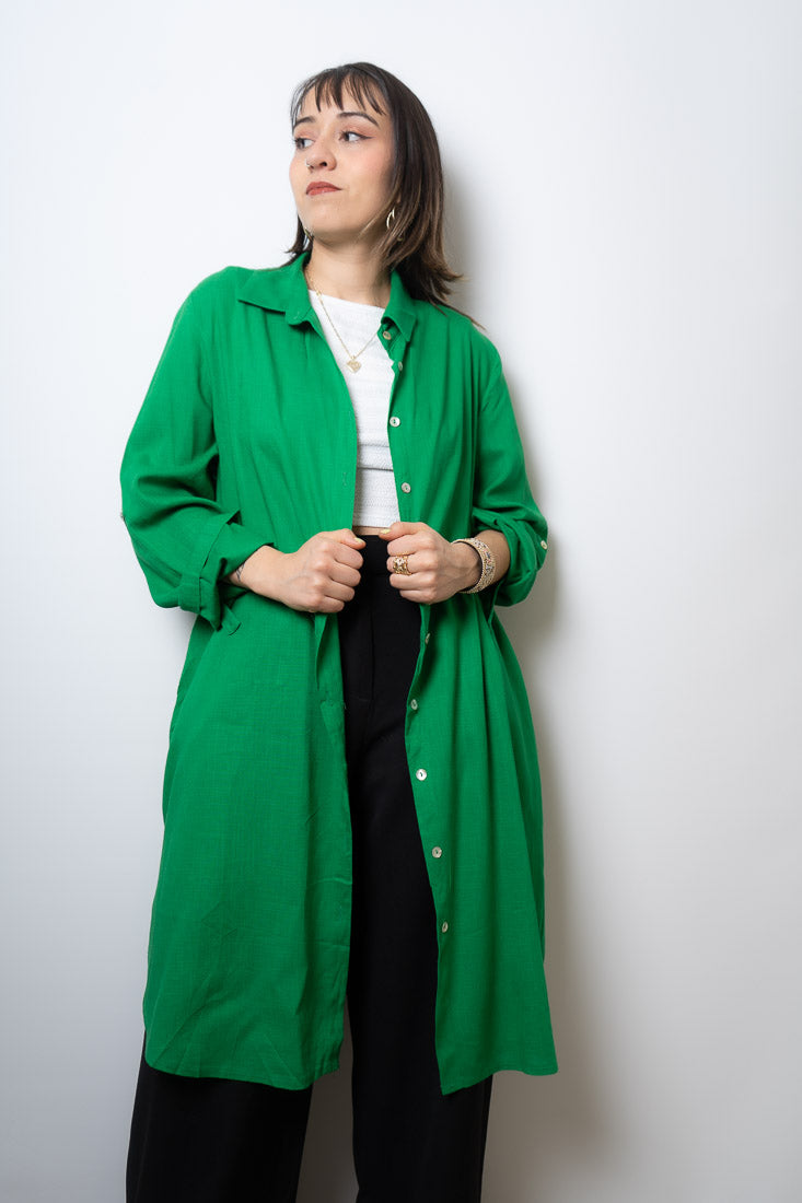 Camisa Lino Bianca - Verde