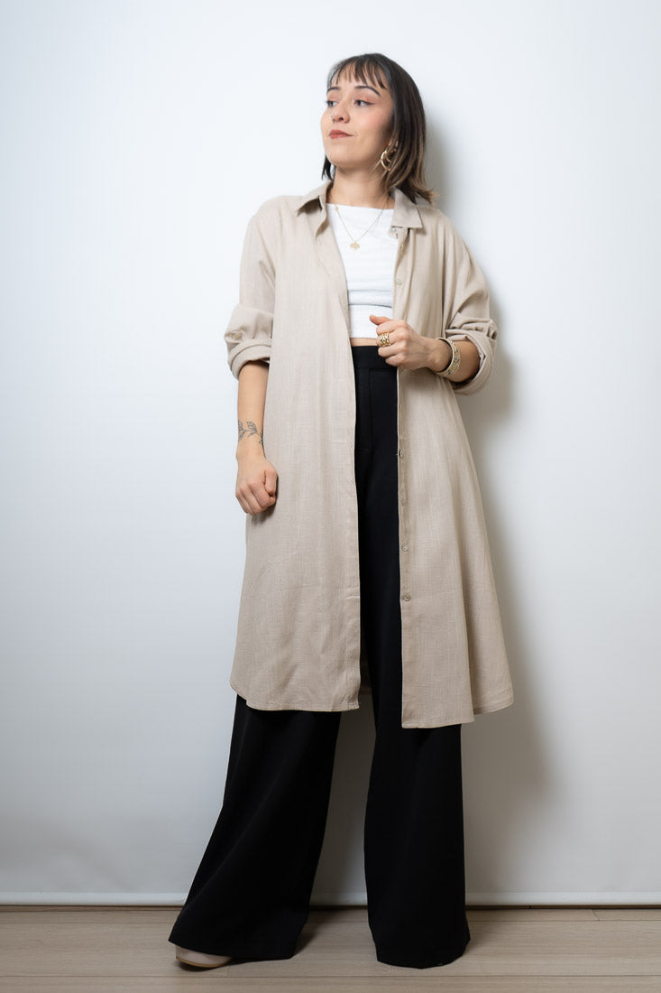 Camisa Lino Bianca - Beige