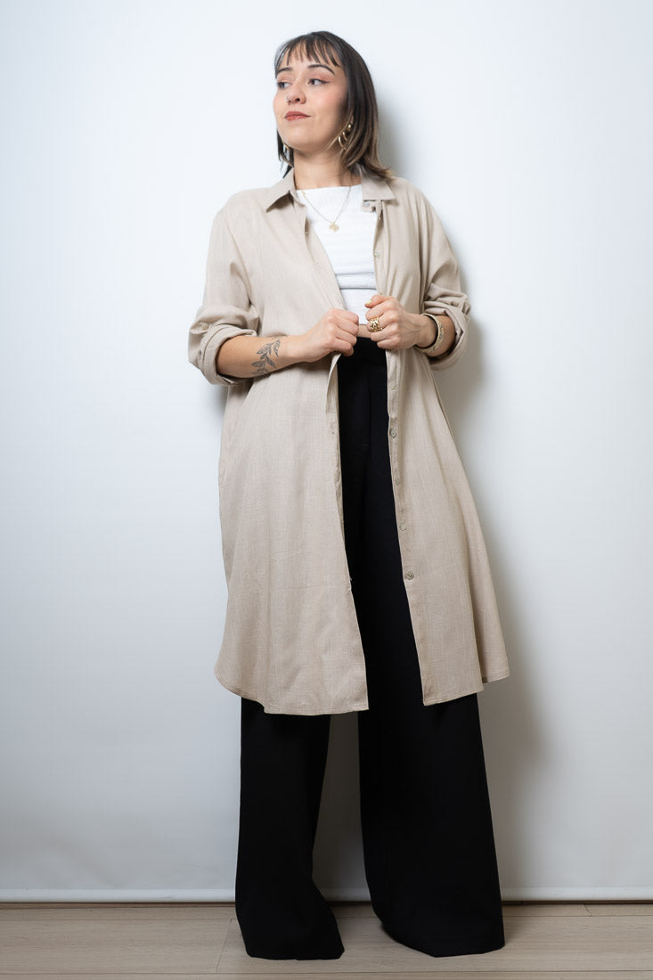 Camisa Lino Bianca - Beige