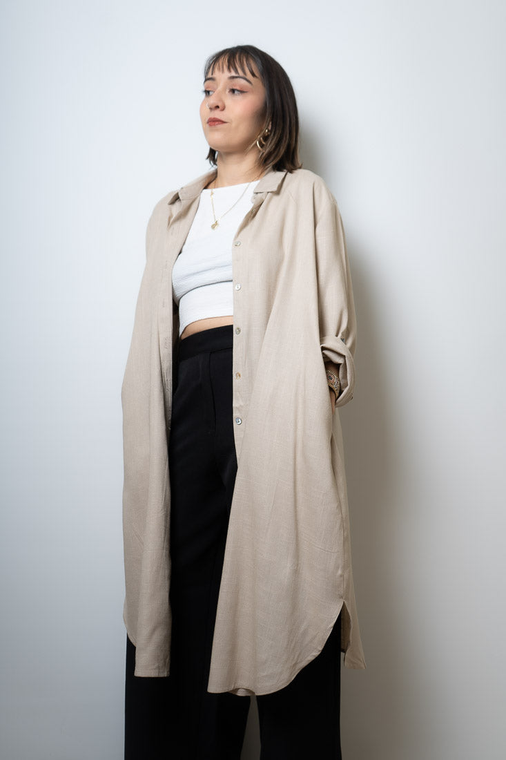 Camisa Lino Bianca - Beige