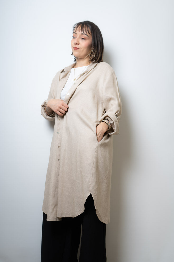 Camisa Lino Bianca - Beige
