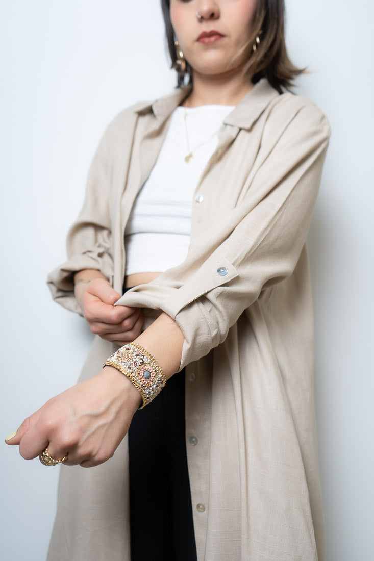 Camisa Lino Bianca - Beige