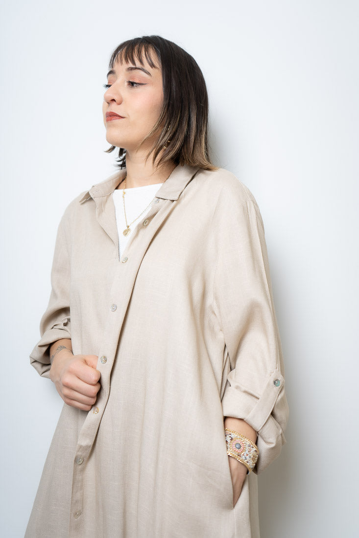 Camisa Lino Bianca - Beige