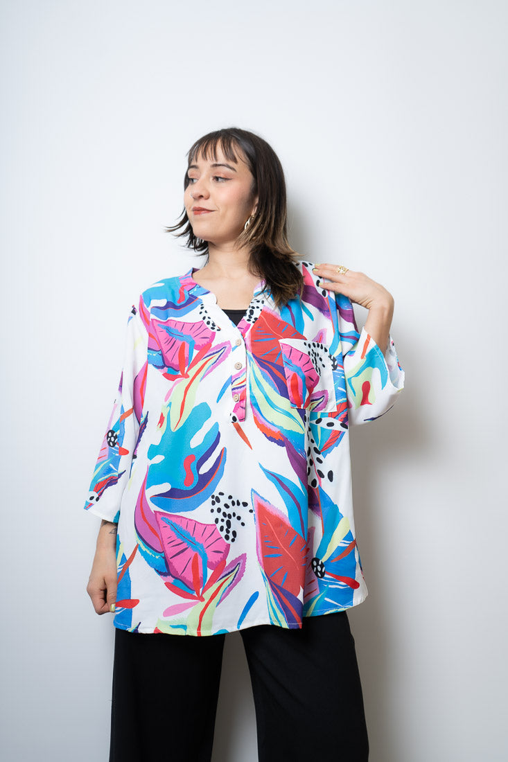 Blusa floreada - Blanco