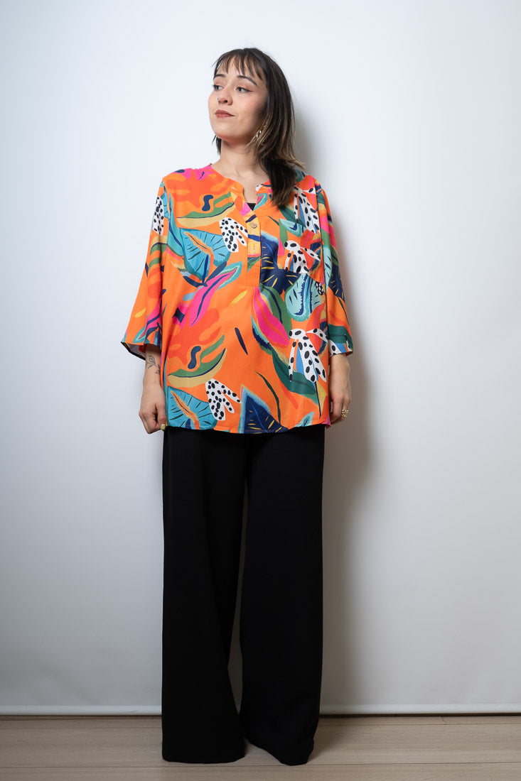 Blusa floreada - Naranja
