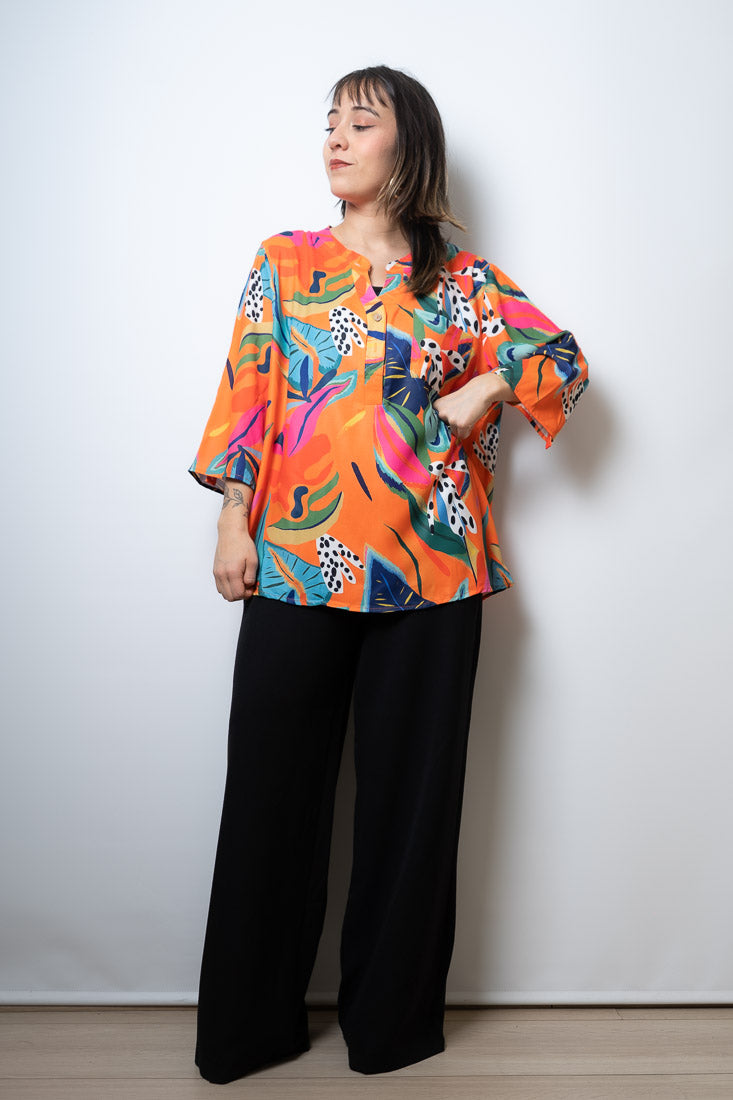 Blusa floreada - Naranja