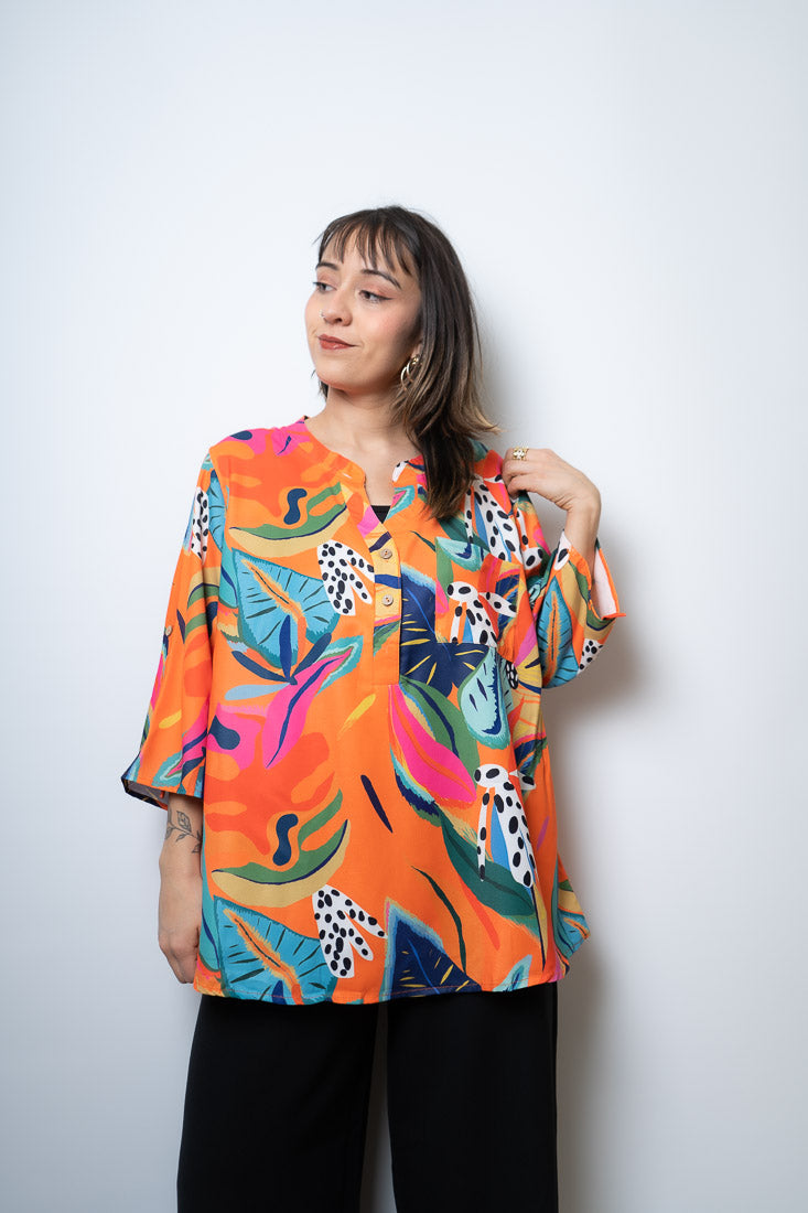 Blusa floreada - Naranja