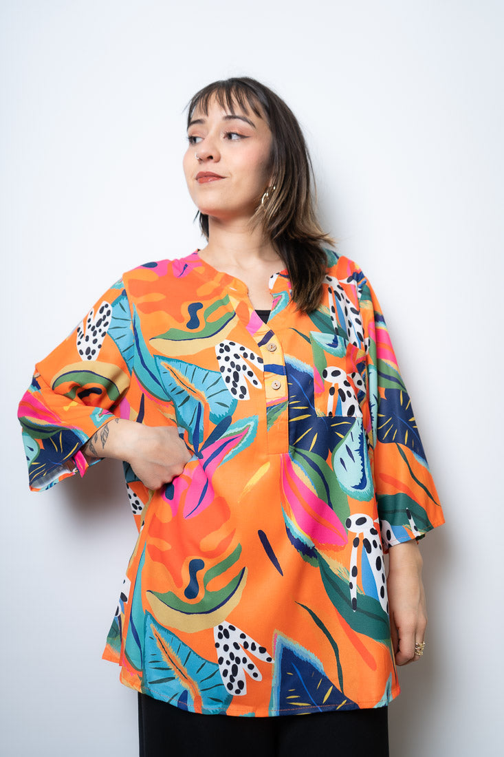 Blusa floreada - Naranja