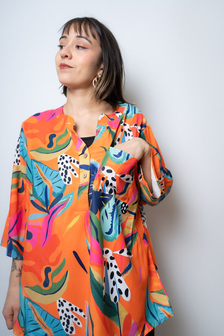 Blusa floreada - Naranja