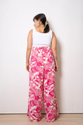 Pantalón Viscosa Estampado Ana - Flores Fucsias