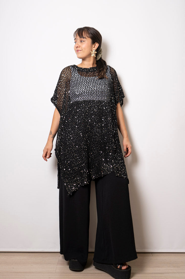 Chaleco brillante Emi - Negro