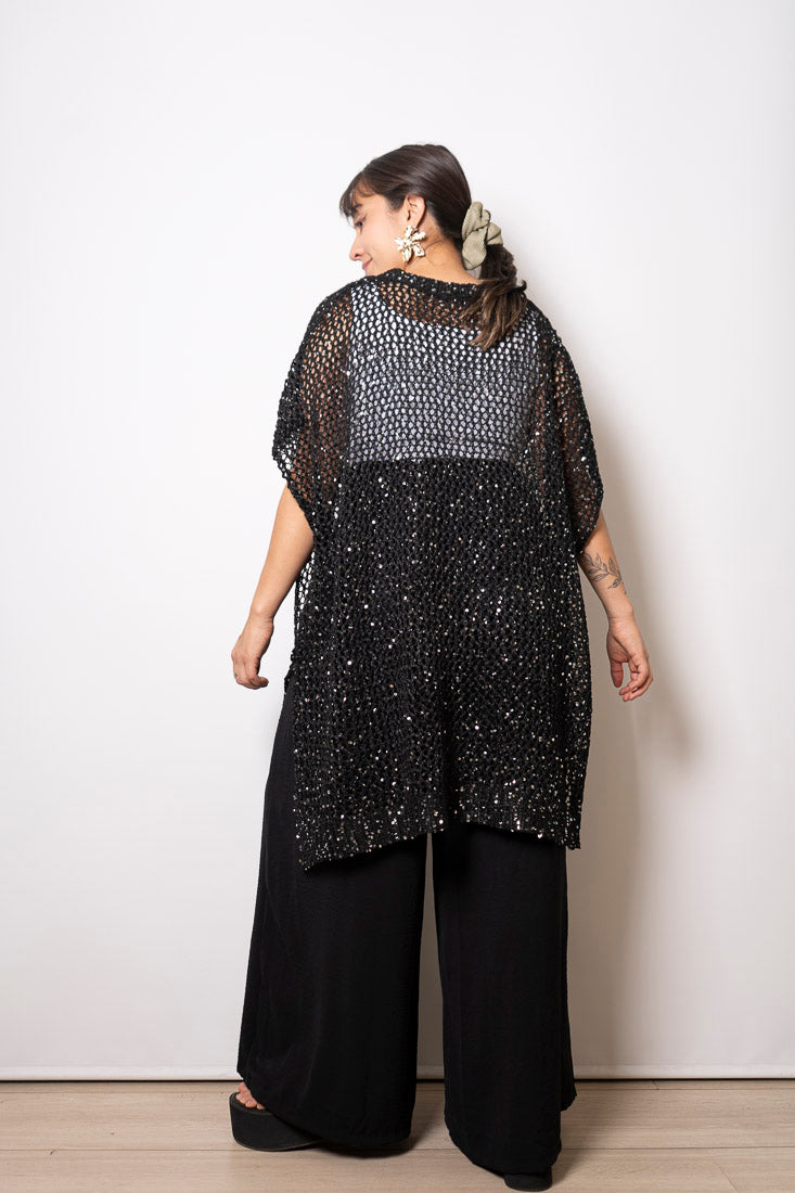 Chaleco brillante Emi - Negro