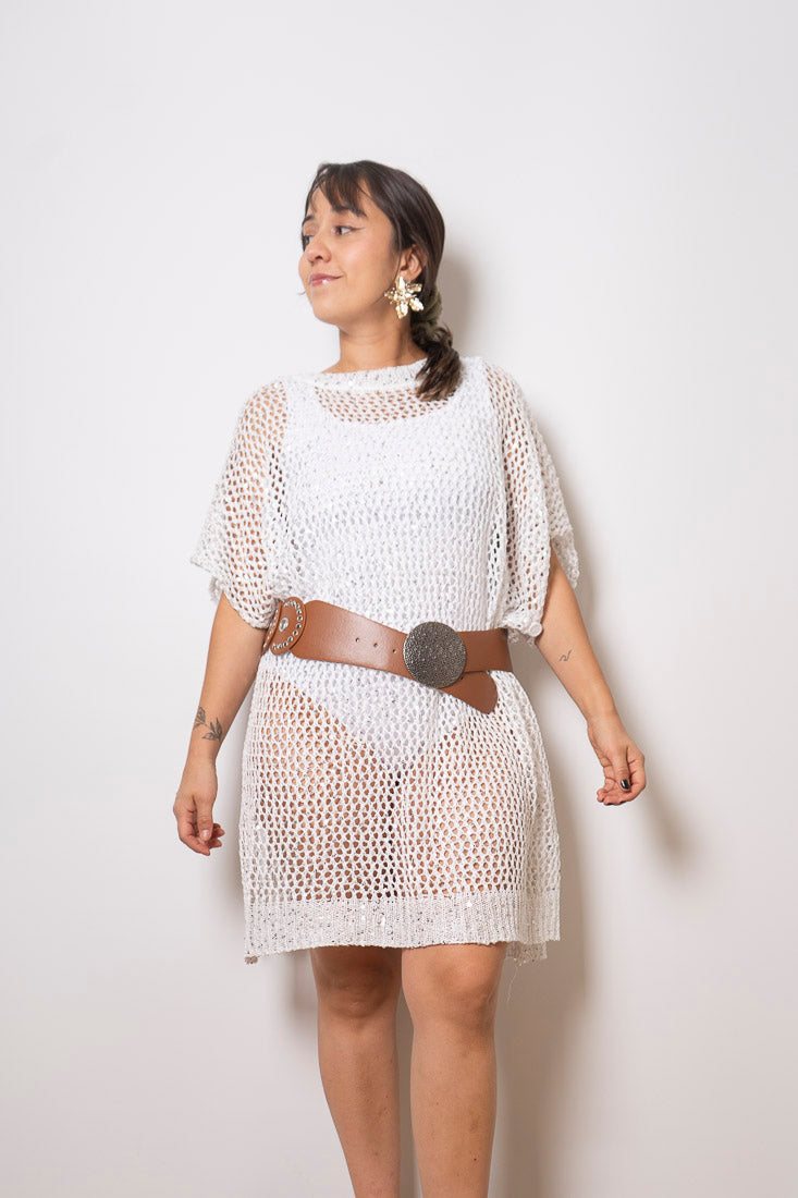 Chaleco brillante Emi - Blanco