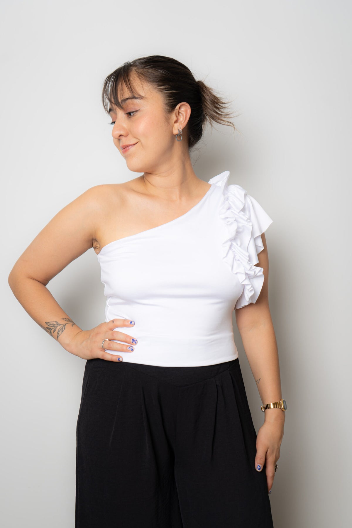 Top elasticado - Detalle drapeado - Blanco