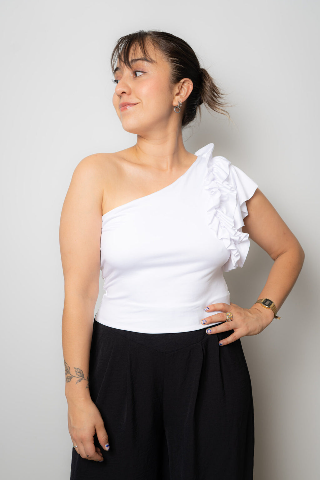 Top elasticado - Detalle drapeado - Blanco
