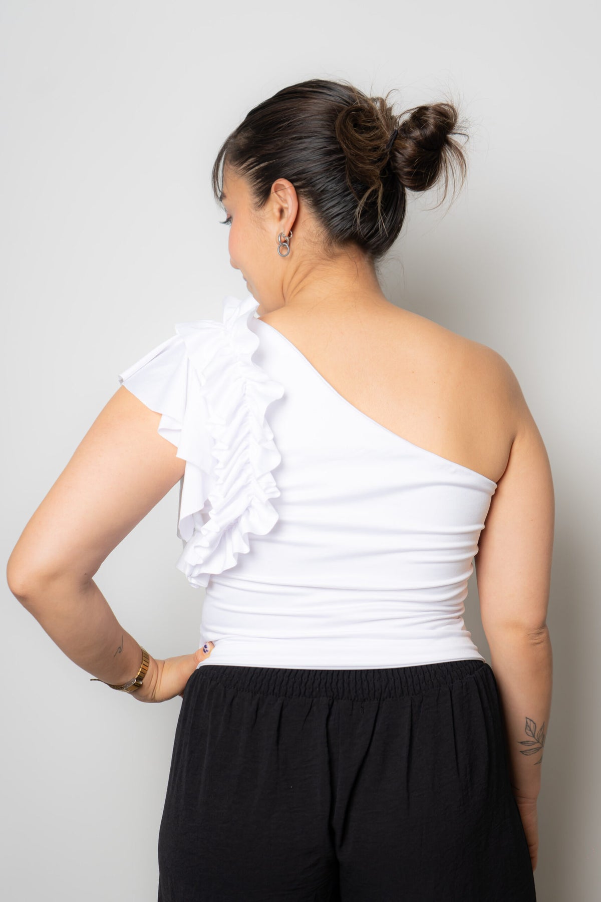 Top elasticado - Detalle drapeado - Blanco