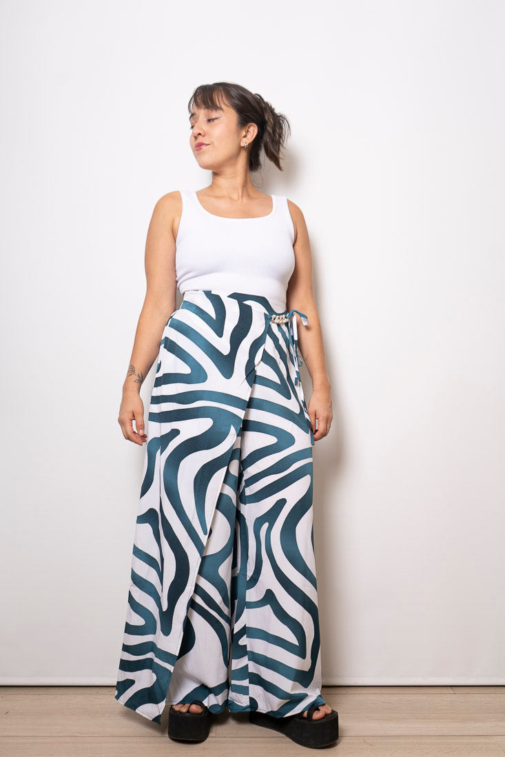 Pantalón estampado Ignacia - Azul petróleo