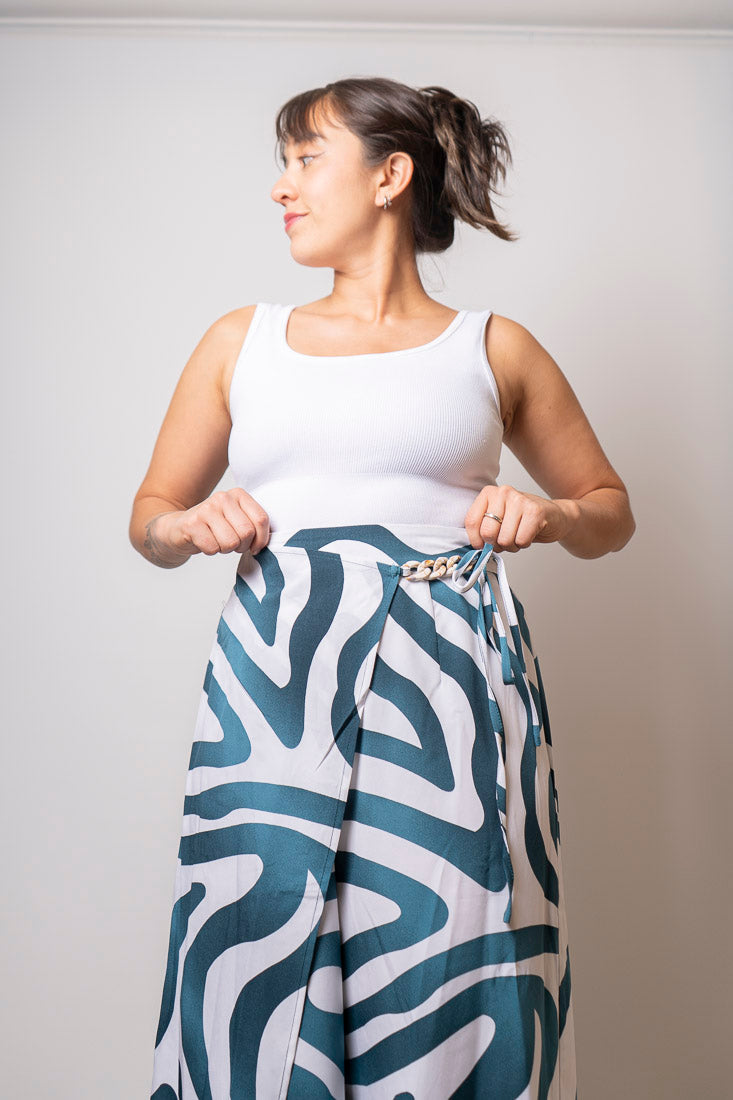 Pantalón estampado Ignacia - Azul petróleo