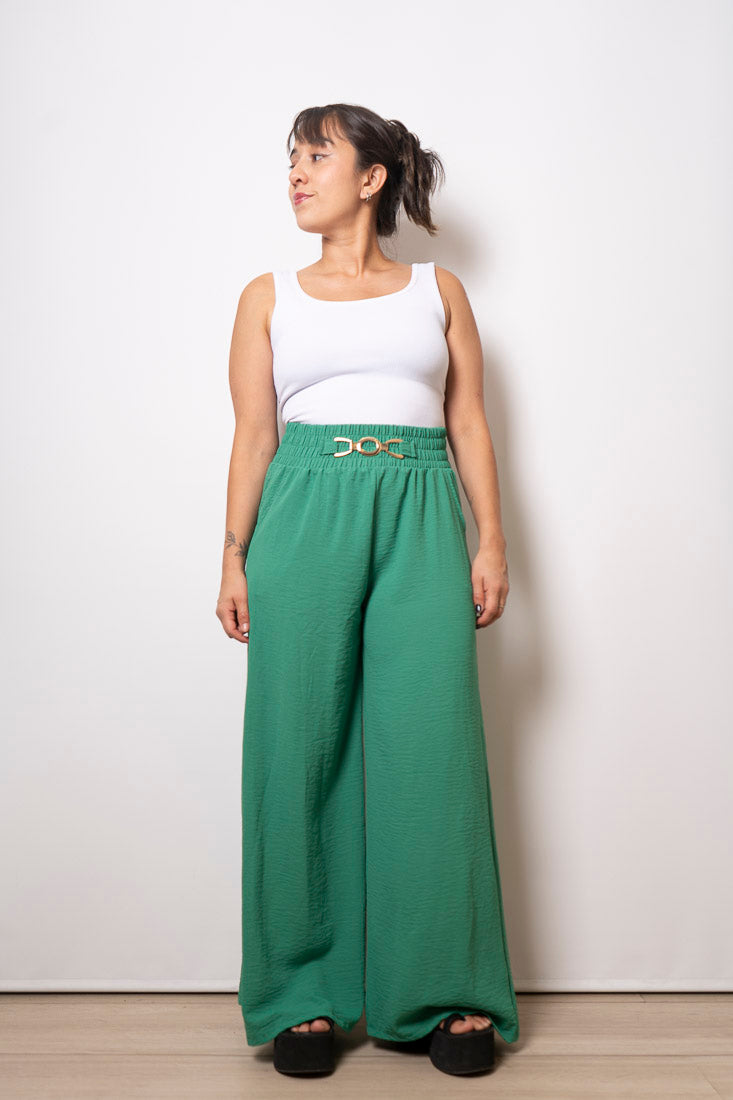 Pantalón Erika - Verde y hebilla dorada