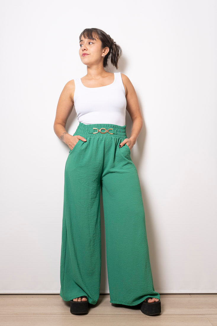 Pantalón Erika - Verde y hebilla dorada