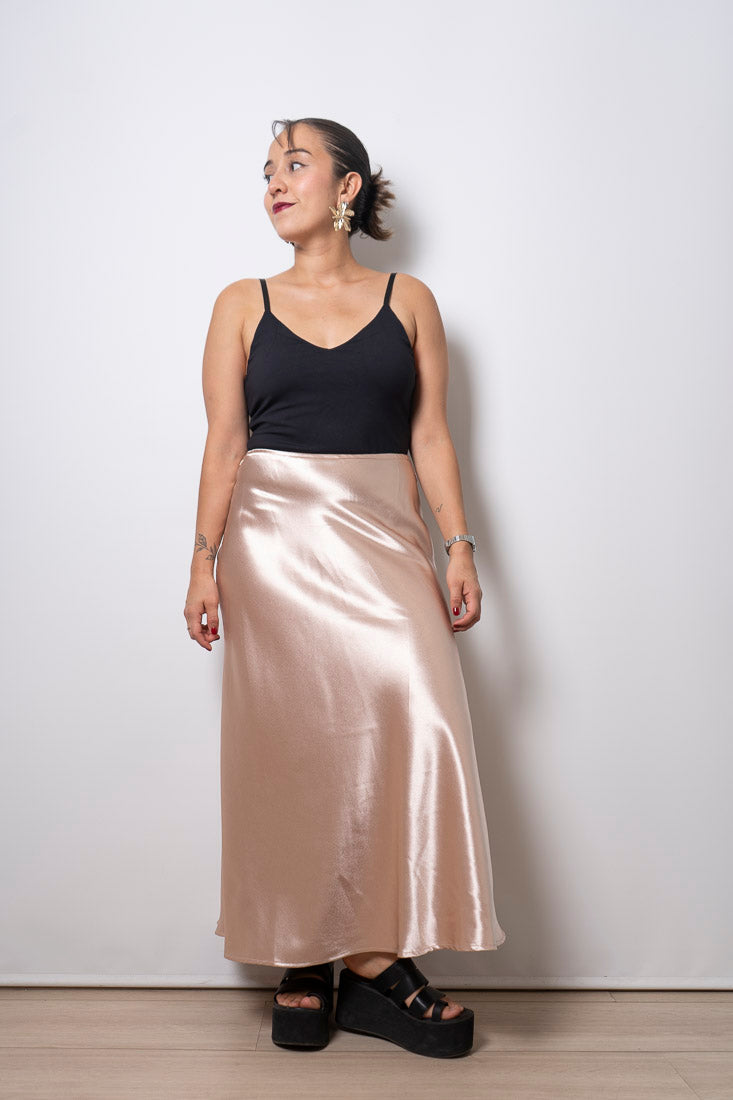 Falda larga Satín - Rosado claro