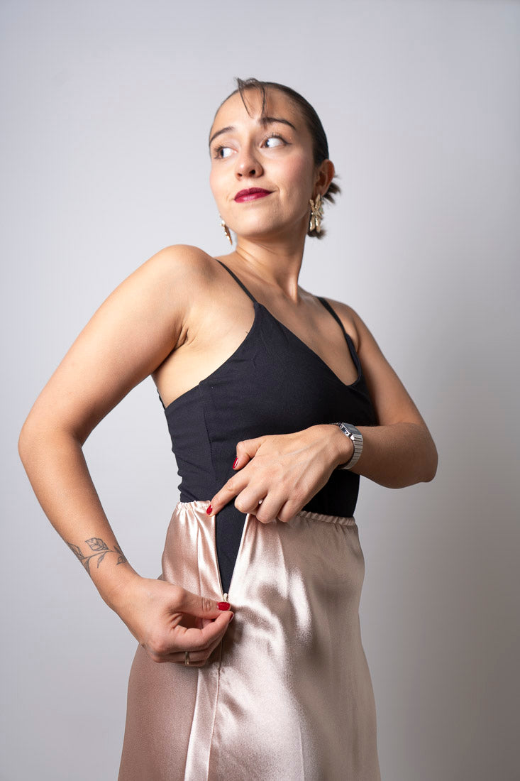Falda larga Satín - Rosado claro