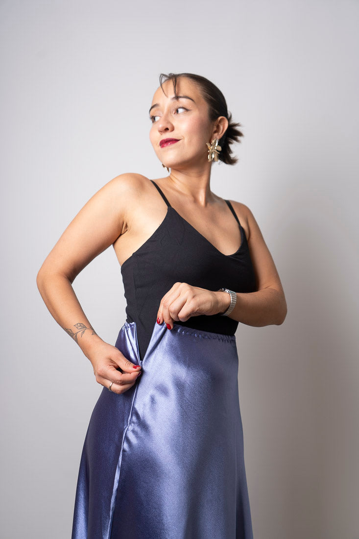 Falda larga Satín - Morado