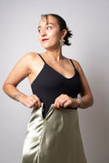 Falda larga Satín - Verde pistacho