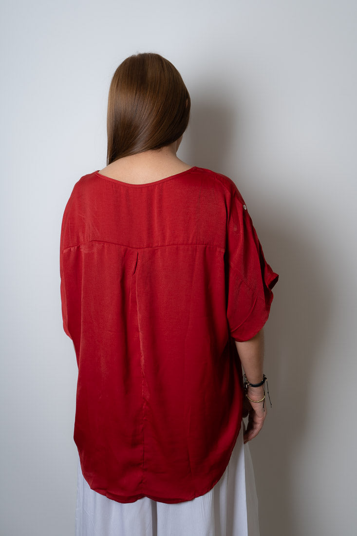 Polera satin Kami - Rojo
