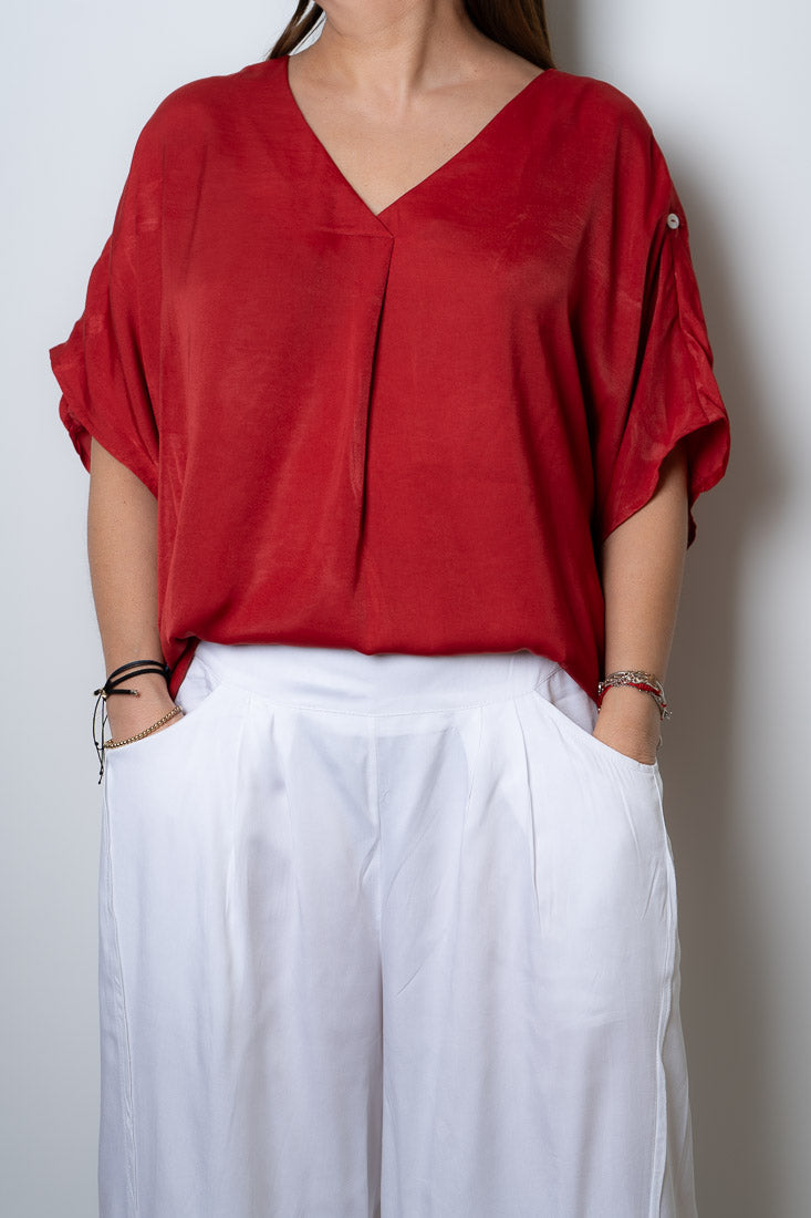 Polera satin Kami - Rojo