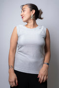 Polera tela brillante - Gris
