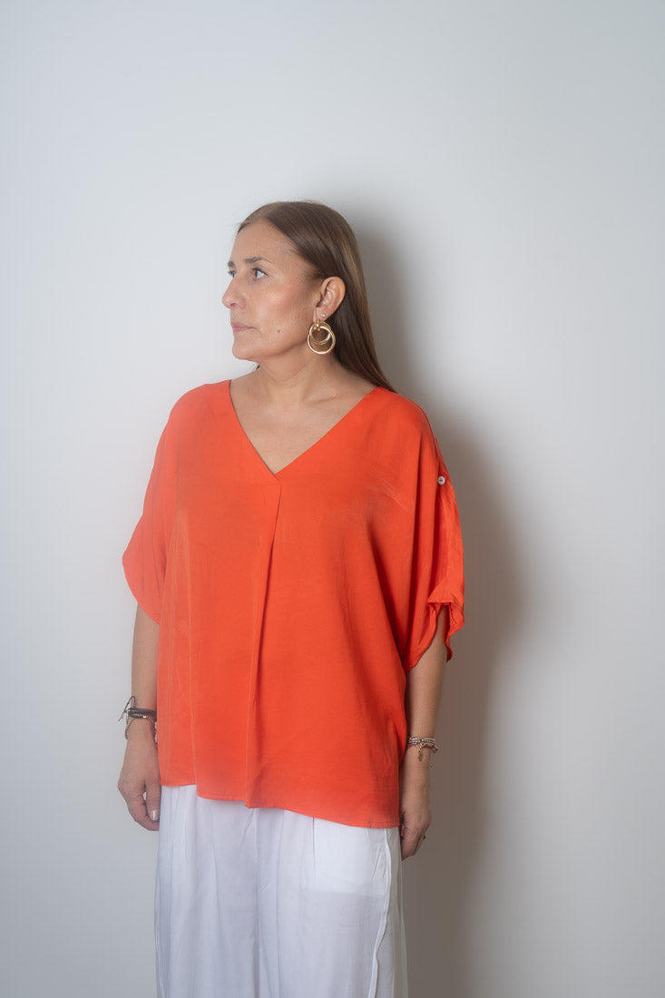 Polera satin Kami - Naranjo