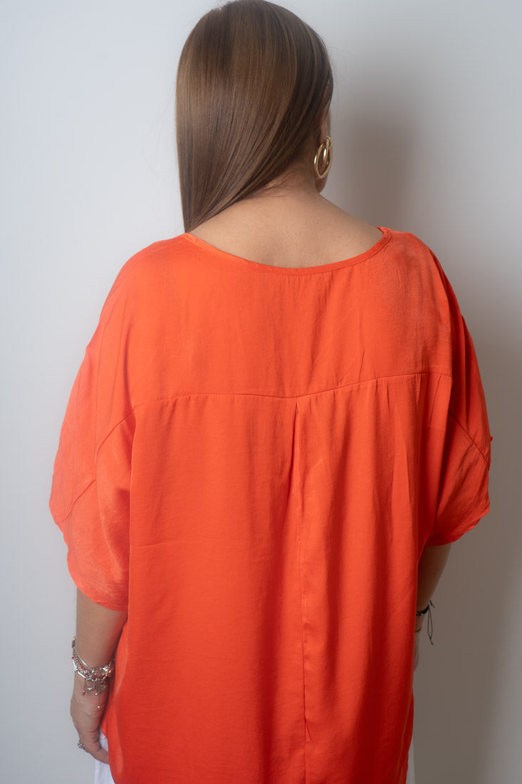 Polera satin Kami - Naranjo