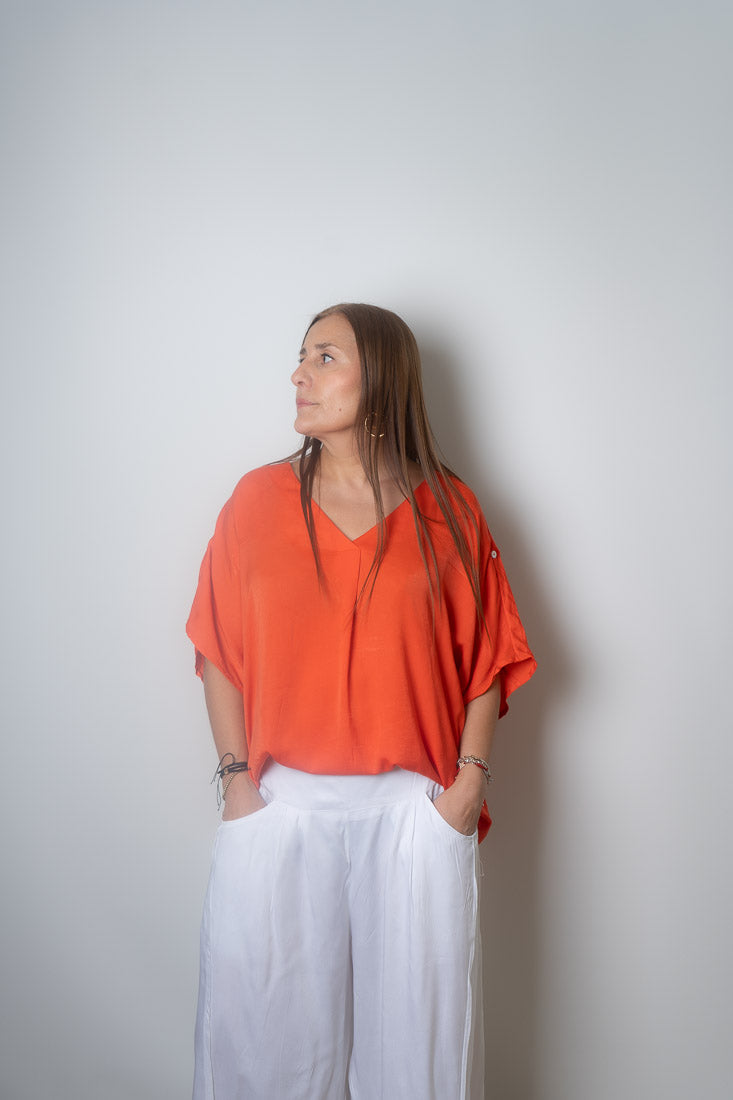 Polera satin Kami - Naranjo