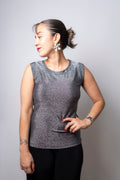 Polera tela brillante - Negro