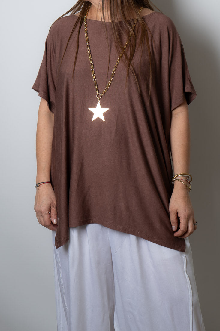 Polera algodón Emilia - Cafe taupe