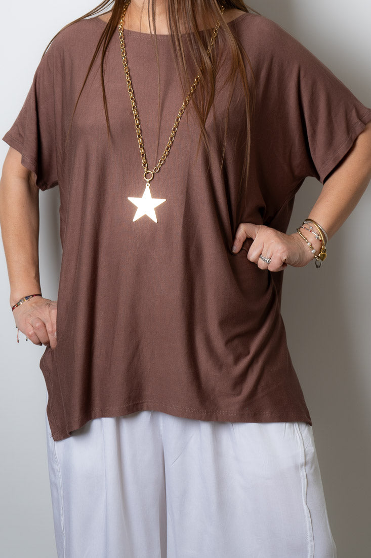 Polera algodón Emilia - Cafe taupe