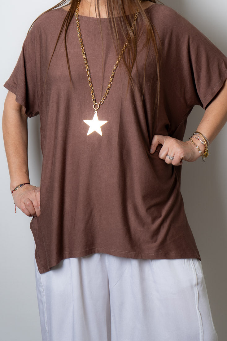 Polera algodón Emilia - Cafe taupe