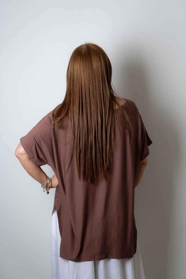 Polera algodón Emilia - Cafe taupe
