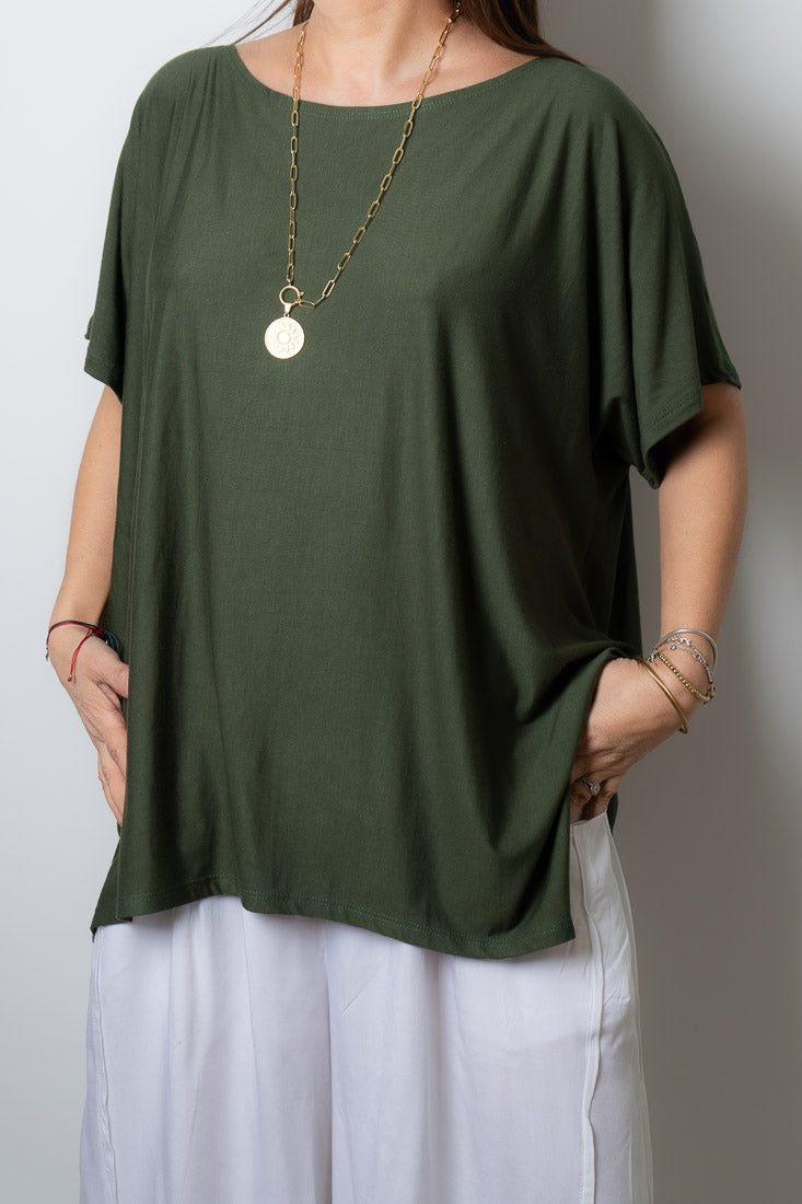 Polera algodón Emilia - Verde militar