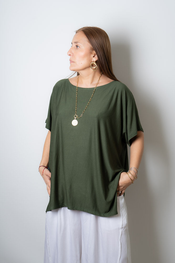 Polera algodón Emilia - Verde militar