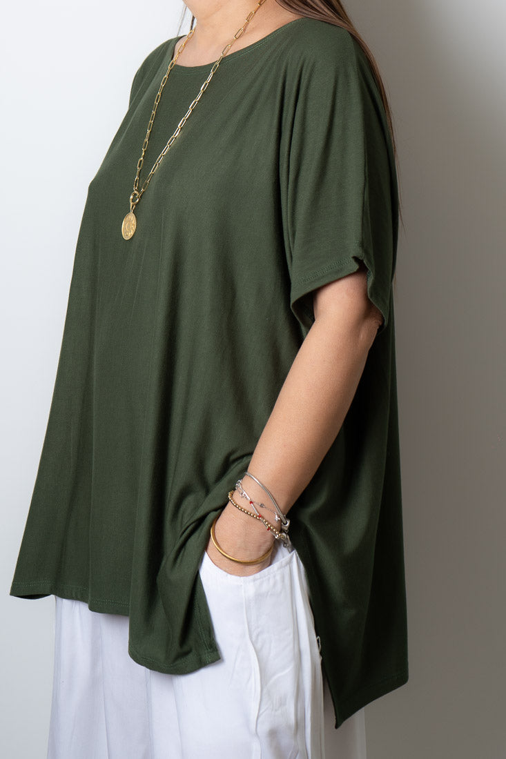 Polera algodón Emilia - Verde militar