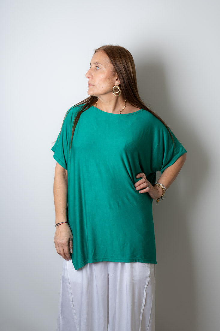 Polera algodón Emilia - Verde turquesa