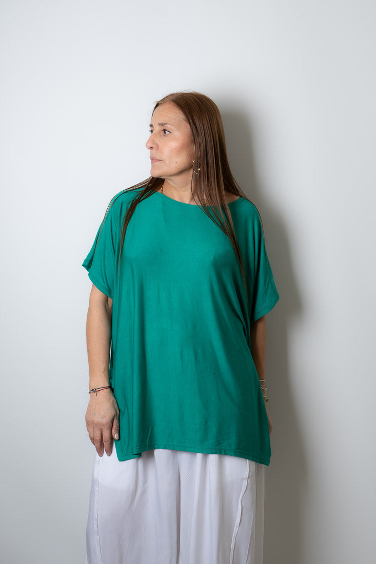 Polera algodón Emilia - Verde turquesa
