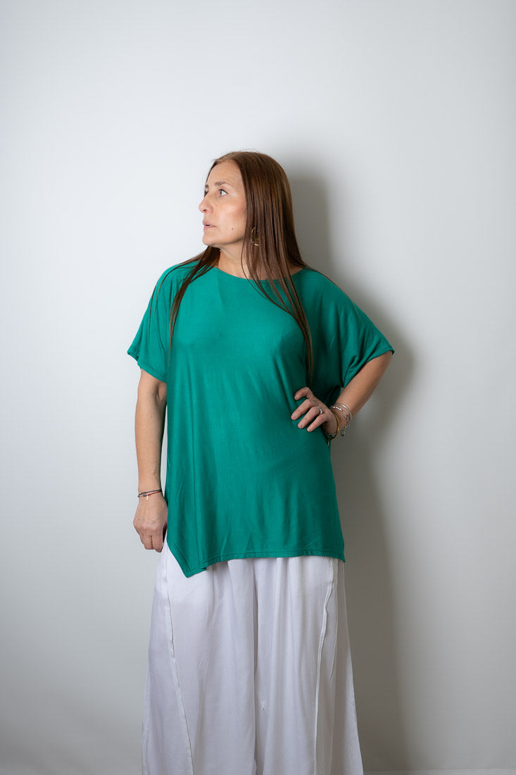 Polera algodón Emilia - Verde turquesa