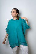 Polera aplicación Brodery - Turquesa
