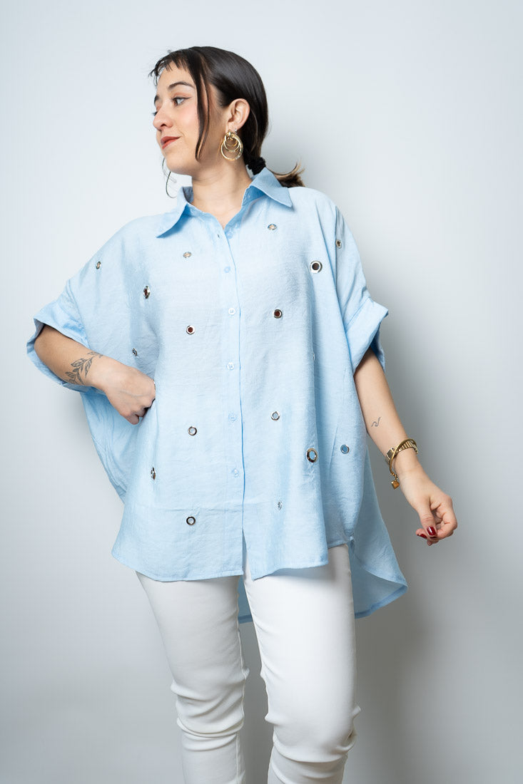 Blusa argollas - Celeste