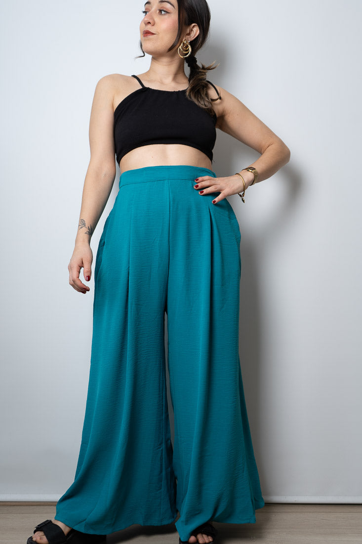 Pantalon Palazzo Aurora - Turquesa